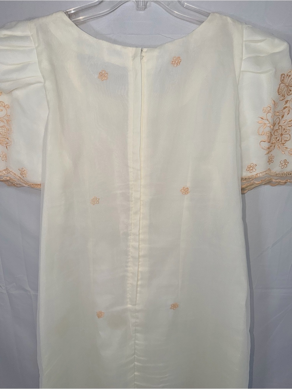 Traditional Filipiniana Dress Ivory with gold embroidery - Picture 7 of 16